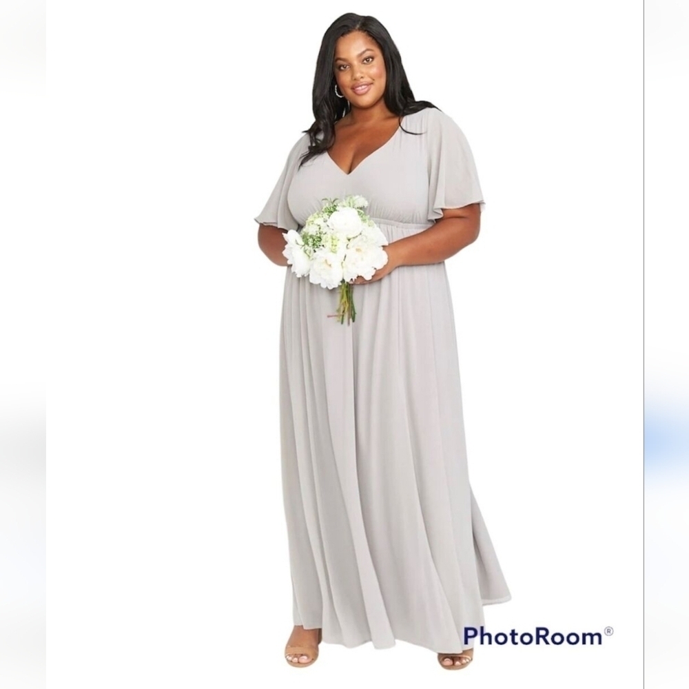Show Me Your Mumu Emily Empire Maxi Dress Dove Grey Chiffon Size 1X